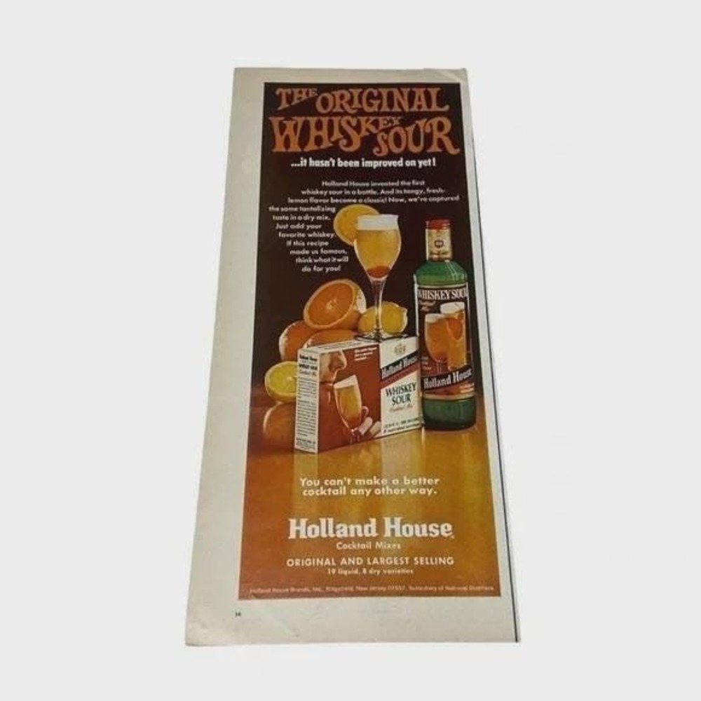 1970 Holland House Cocktail Mixes Original Vintage Print Ad
